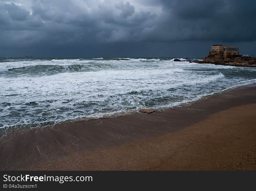 Ruins of harbor at Caesarea