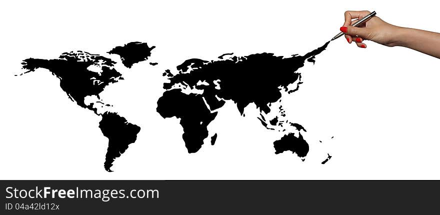 World map , give see each continent location