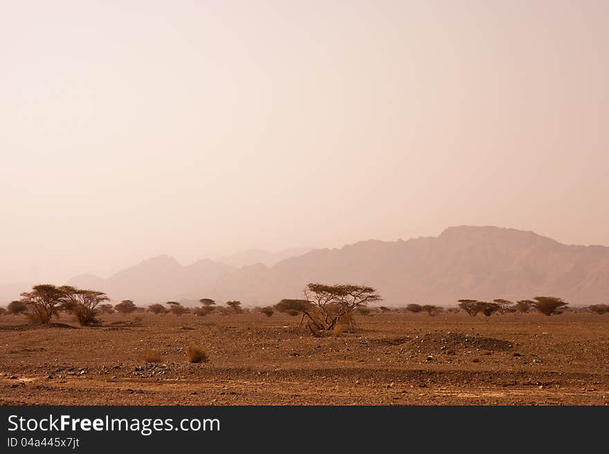 Desert mountains view at the UAE