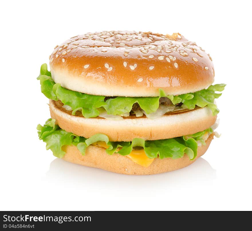 Fast Food. Cheeseburger on white background