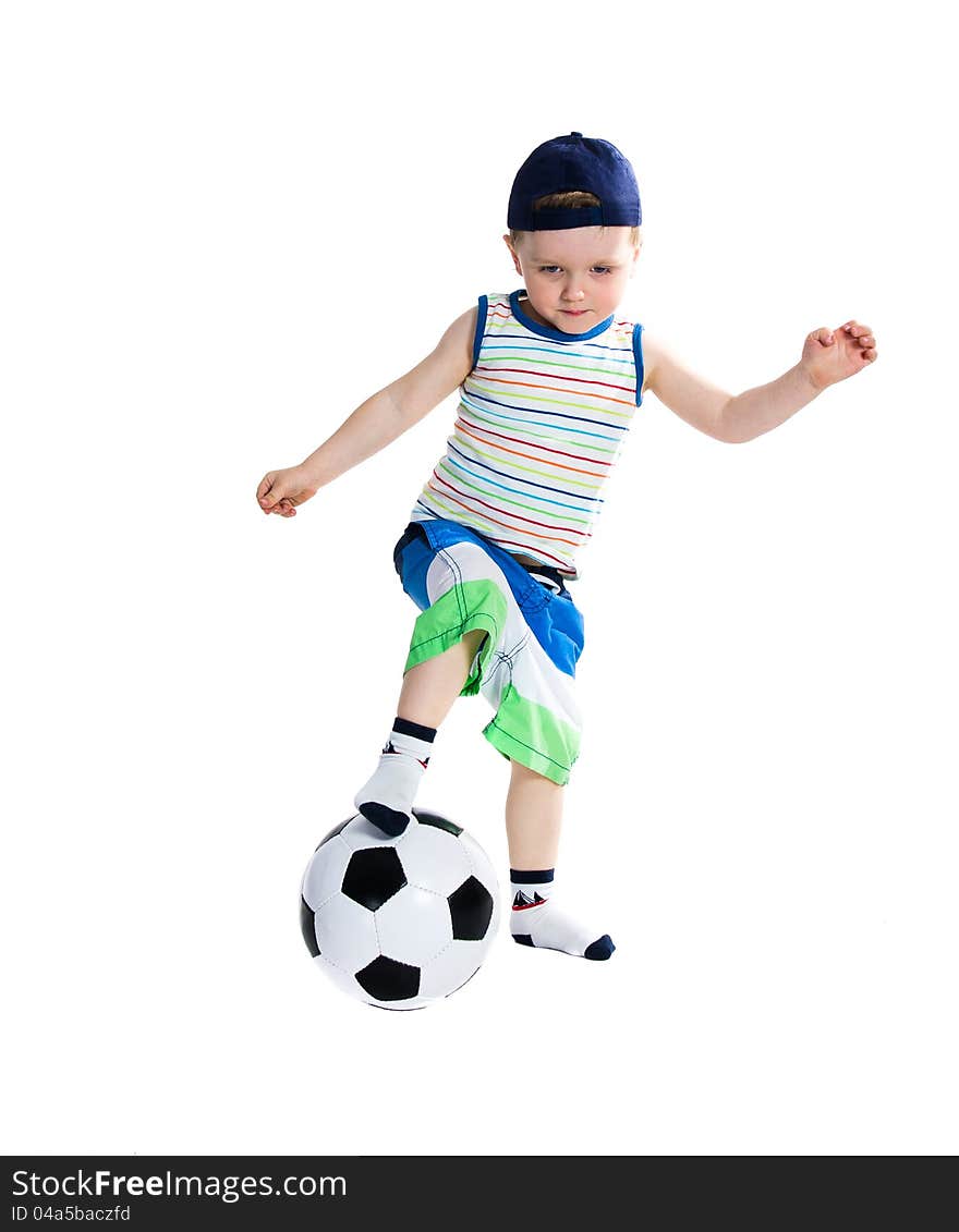 2-3 years little boy playing with ball - isolated on white background. 2-3 years little boy playing with ball - isolated on white background