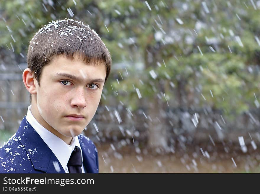 Guy in the snow looking at camera