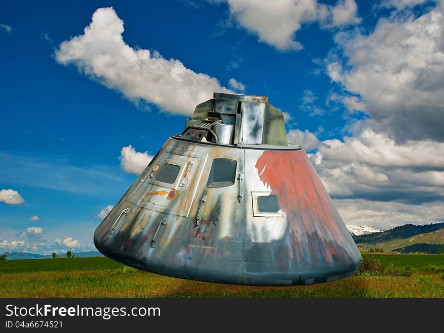 Space Ship lands on farmland