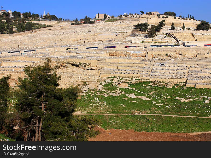 View on Olive Mountain in Jerusalem , Israel