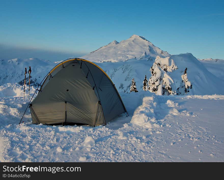 Tent And Mt. Baker