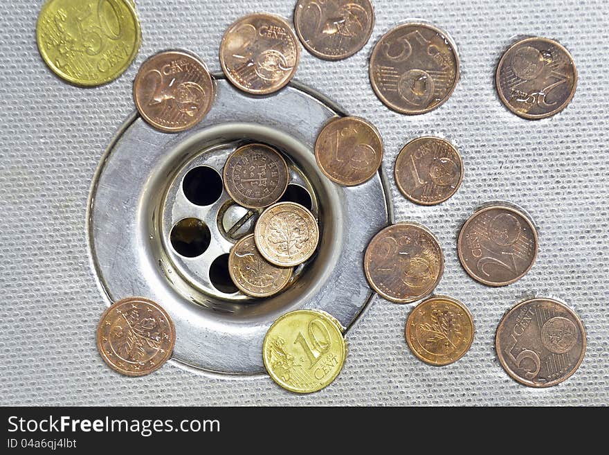 Coins Close To Drain