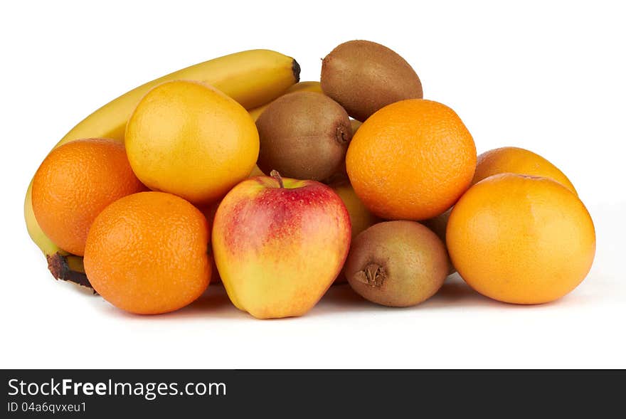 Fresh fruits  on a white