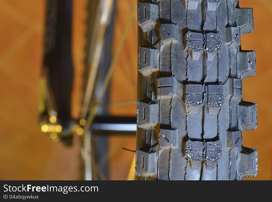 Closeup of mountain bike tire. Closeup of mountain bike tire