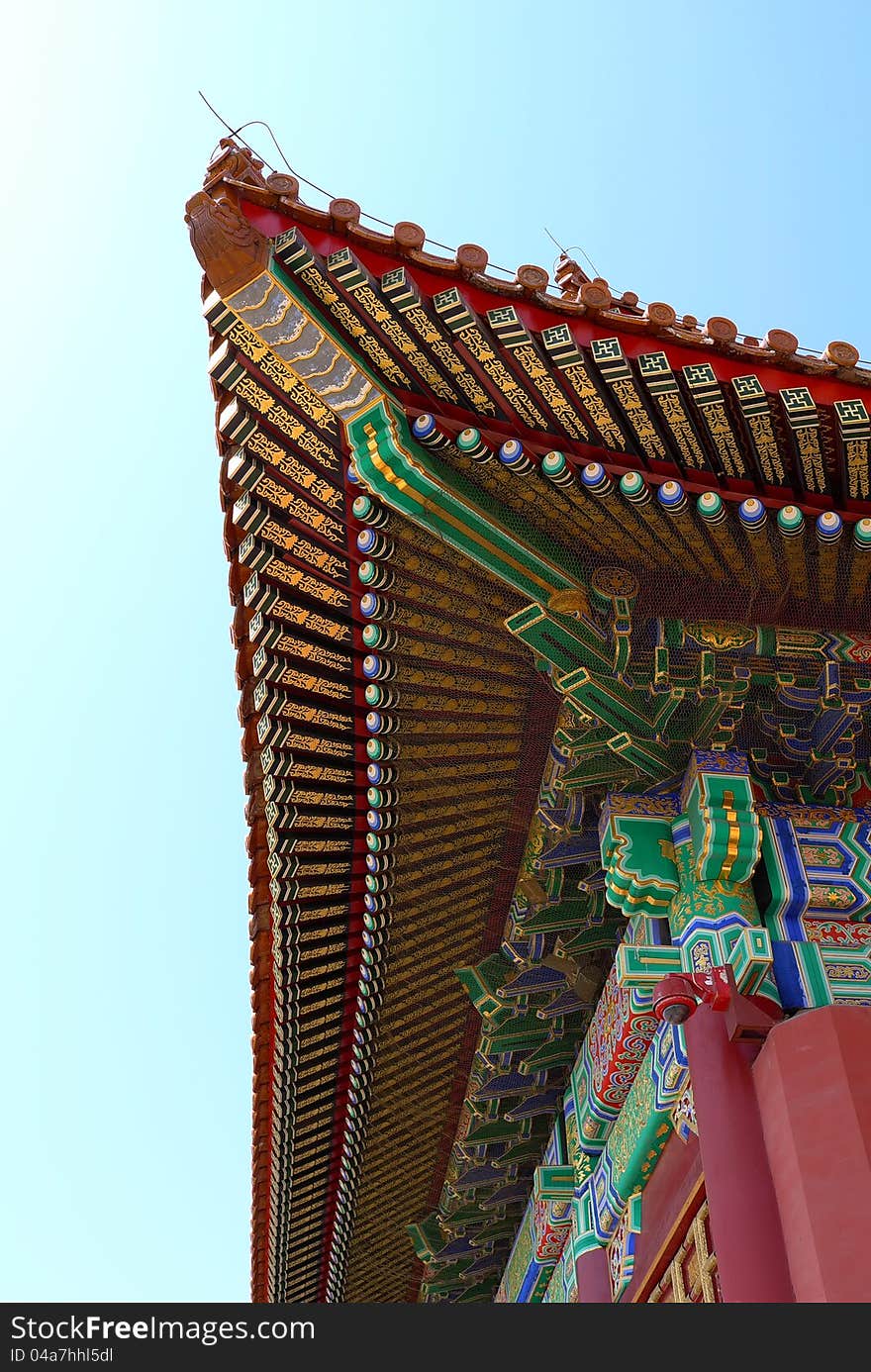 The beautiful roof of a palace in the Imperial Palace, Beijing, China