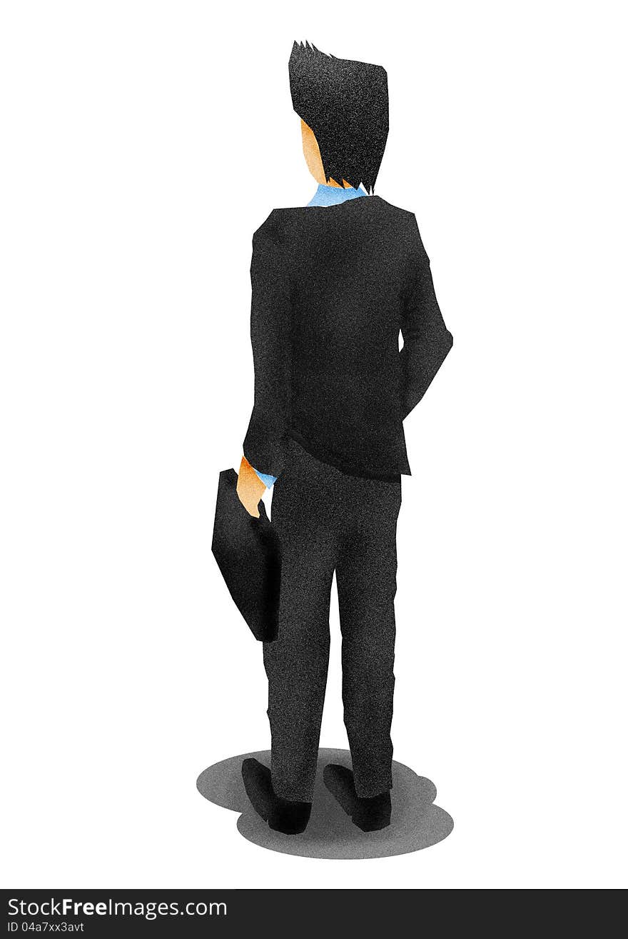 Business man from the back,illustration