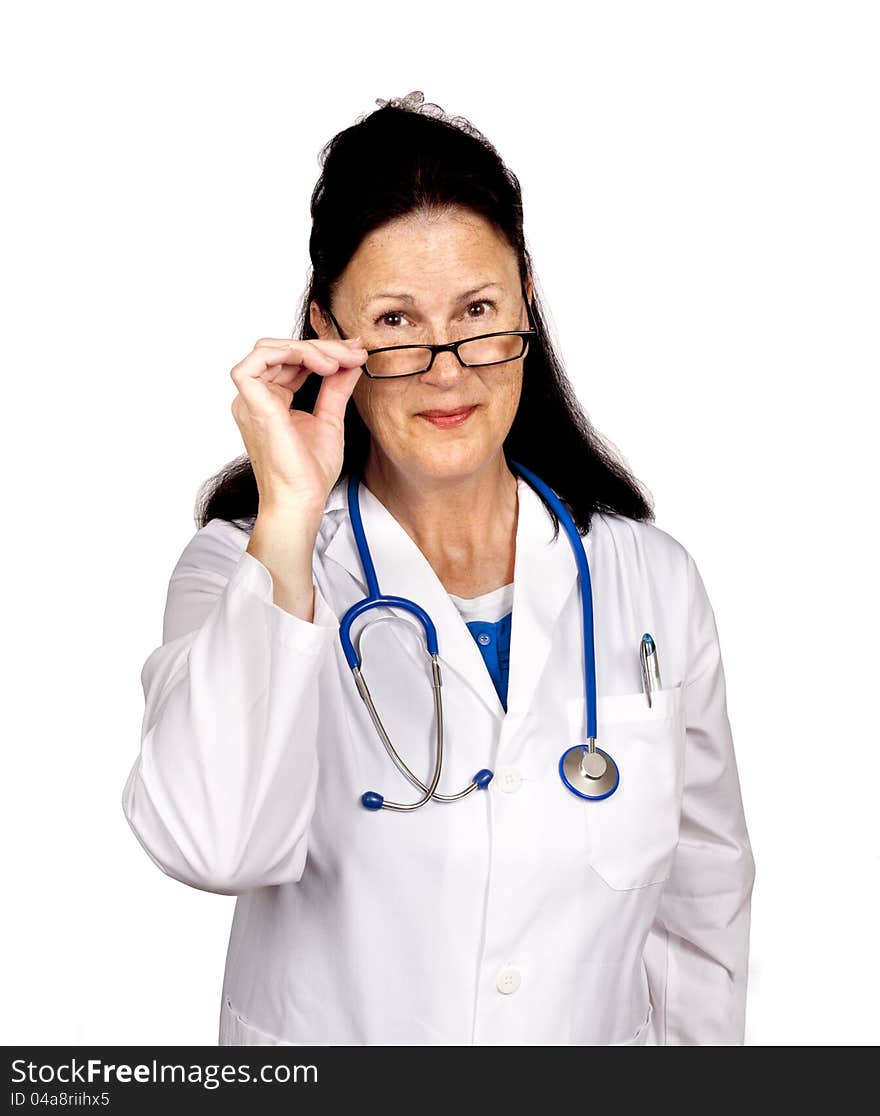 Friendly Doctor Looking Over Glasses