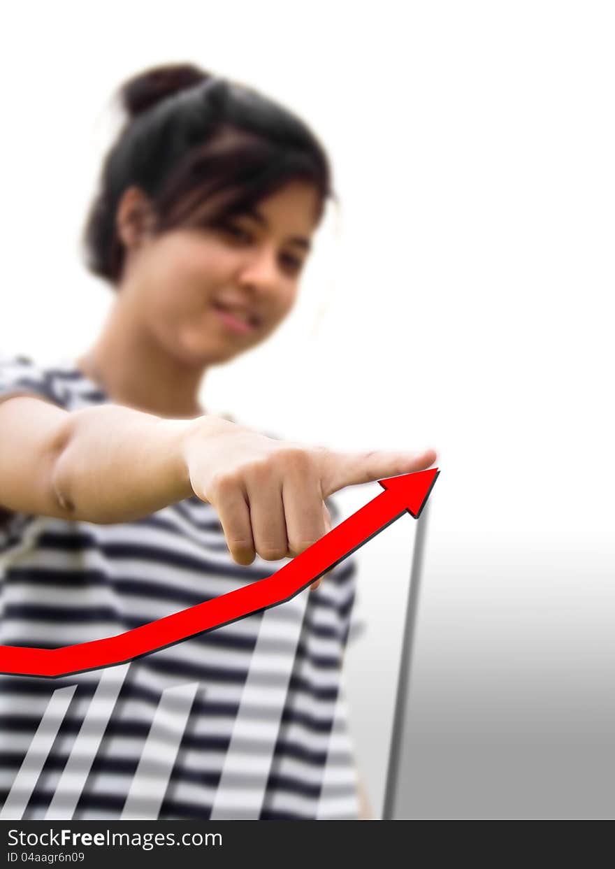 Woman Touching A Businesss Graph.