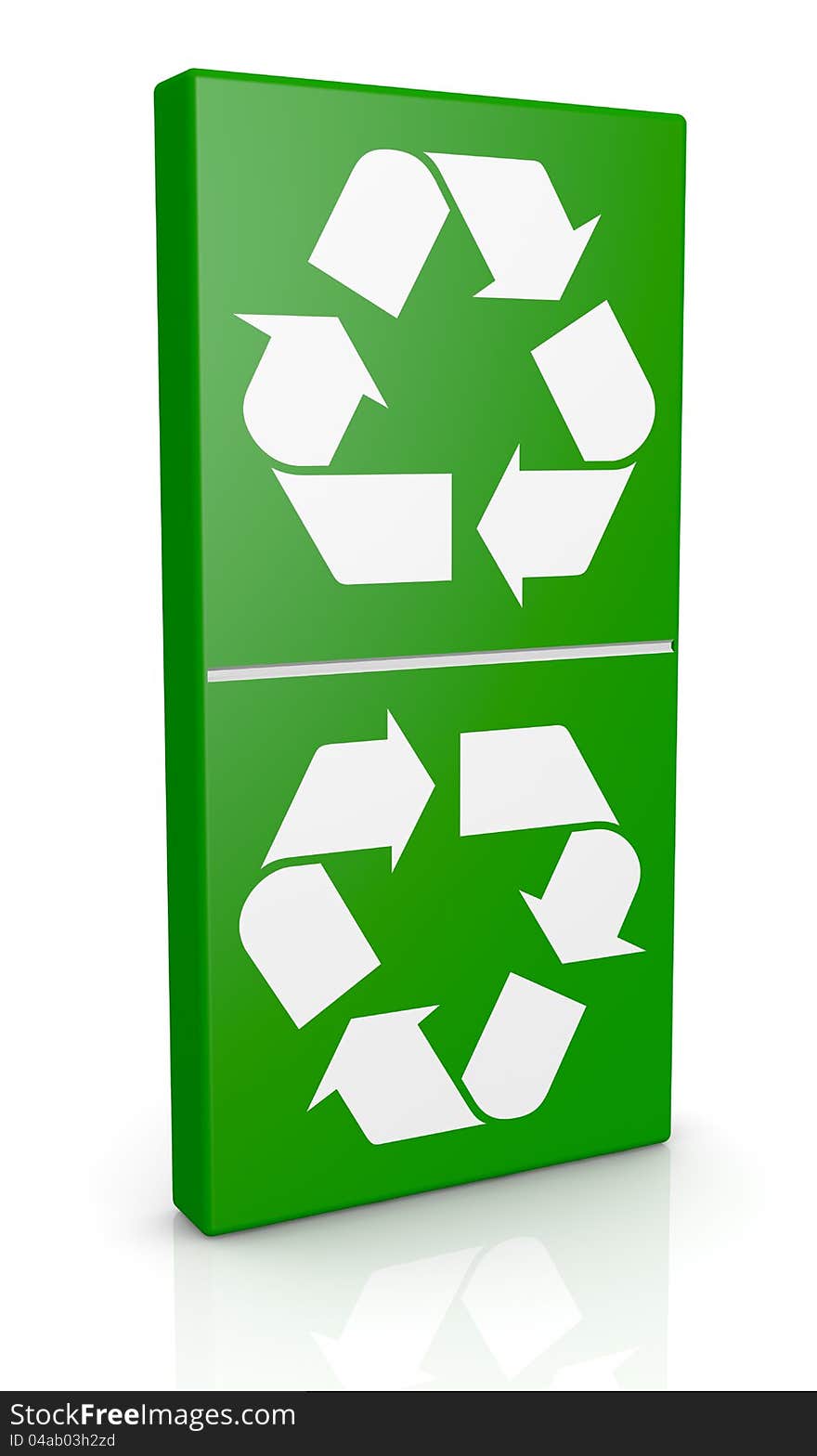 Symbol of recycling as a domino piece