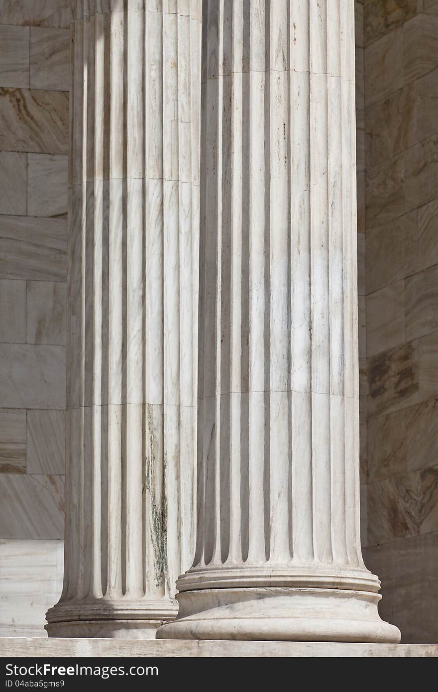 Ancient pillars at the National Academy of Athens, Greece