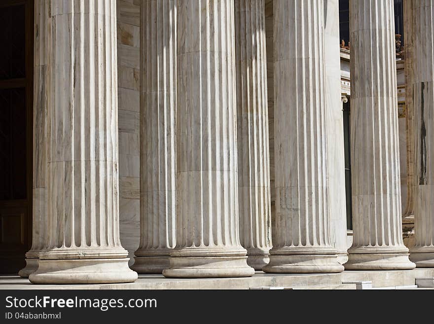 Ancient pillars at the National Academy of Athens, Greece