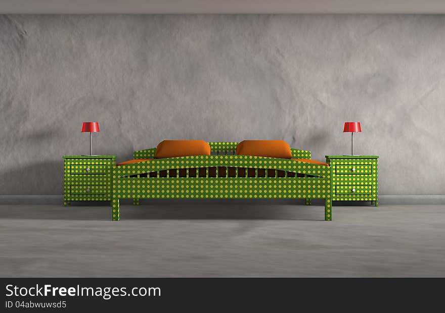 Different bedroom with lamps 3d image