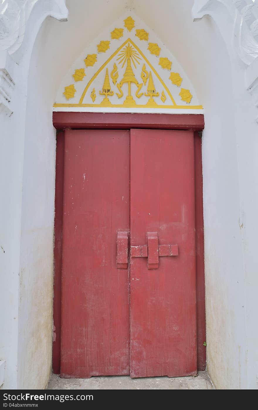 Old woodden temple door