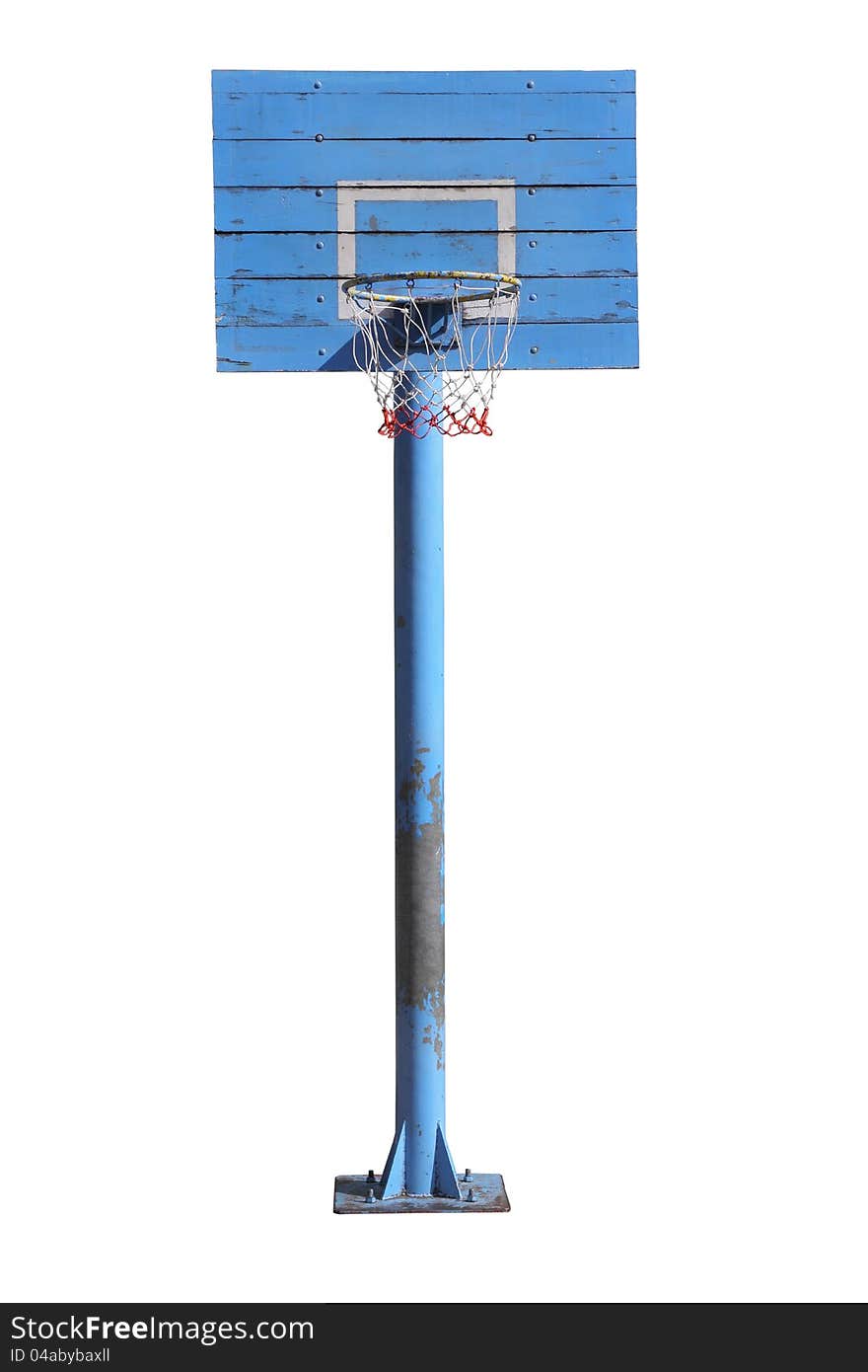 Outdoor basketball hoop on white background