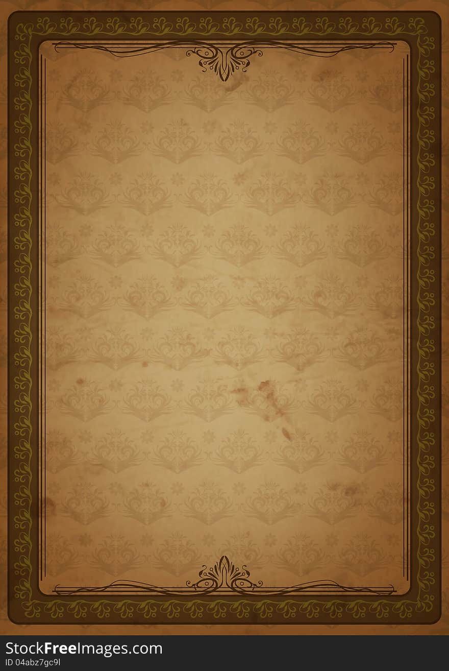 Grunge background with floral pattern and frame