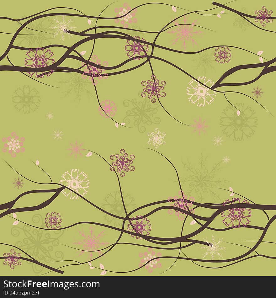 Seamless floral background with branches 1