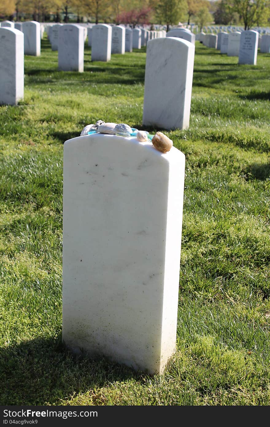 Headstone with rocks