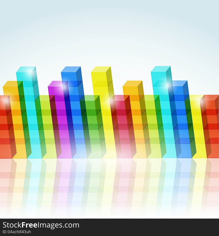 Abstract background with colored transparent cubes. Abstract background with colored transparent cubes.