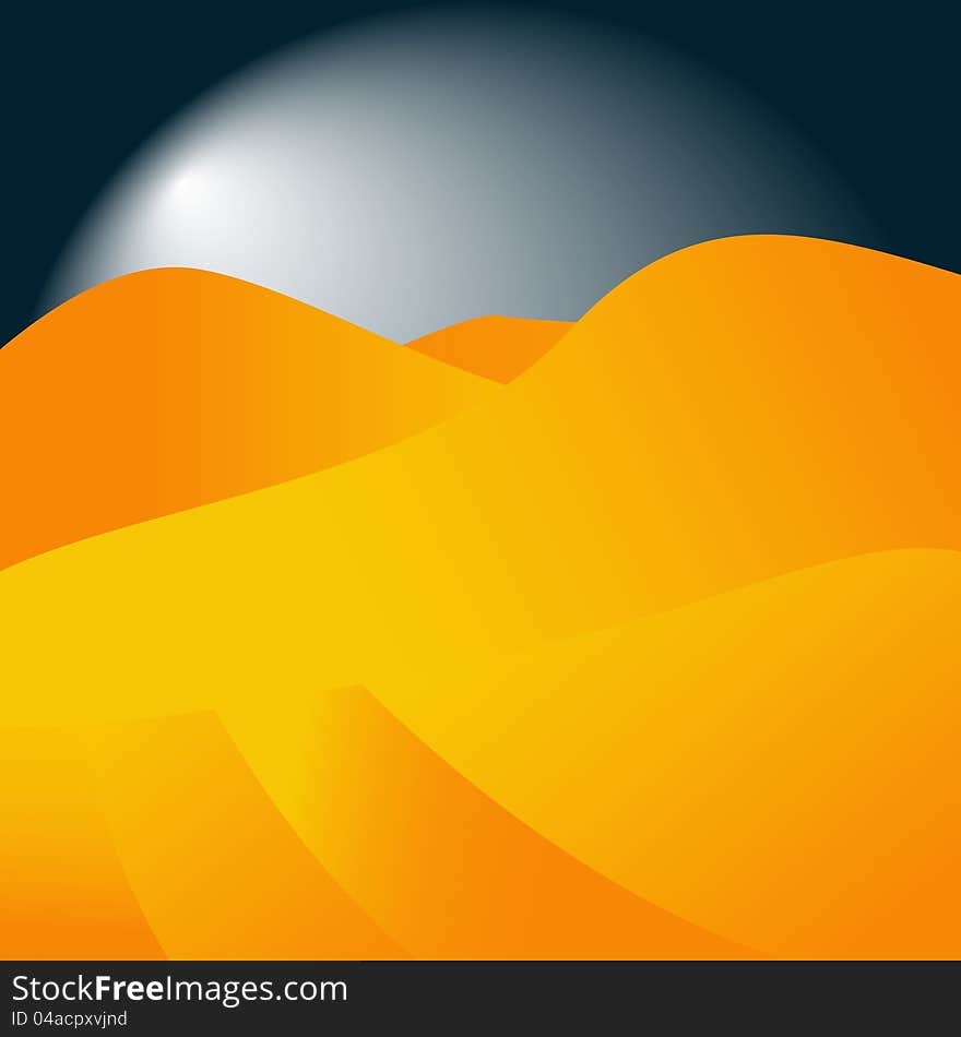 Abstract background in the form of sandy mountains in a night-time