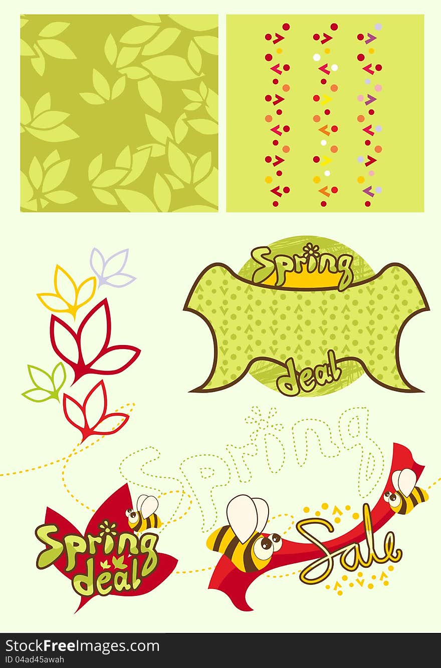 Vintage spring set of design elements. Vintage spring set of design elements