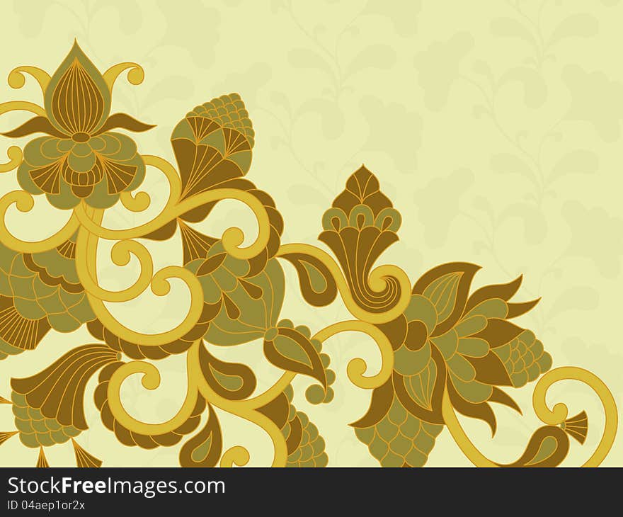 Vector card with floral ornament and place for text. Vector card with floral ornament and place for text.