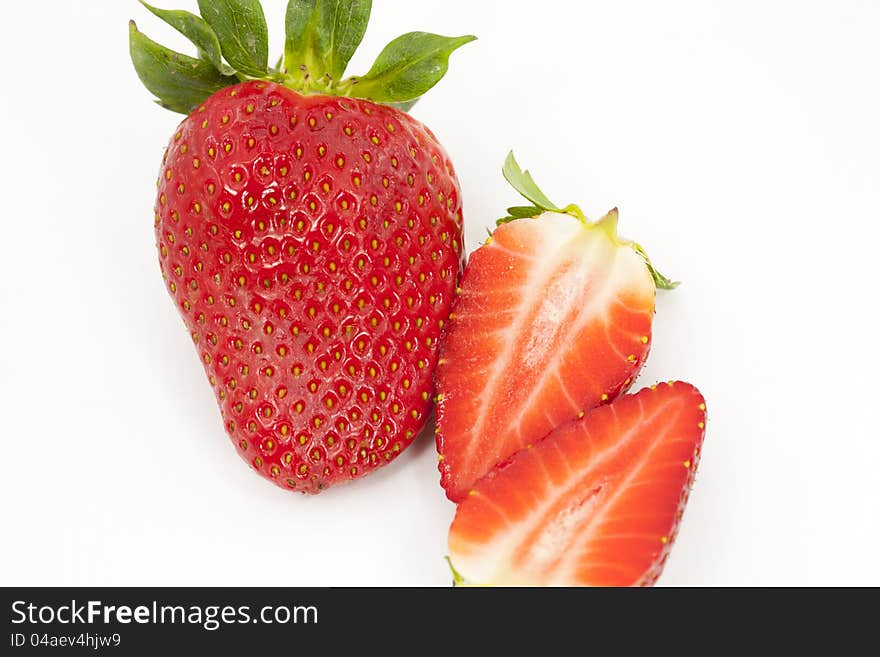 Close up of a strawberry with white background