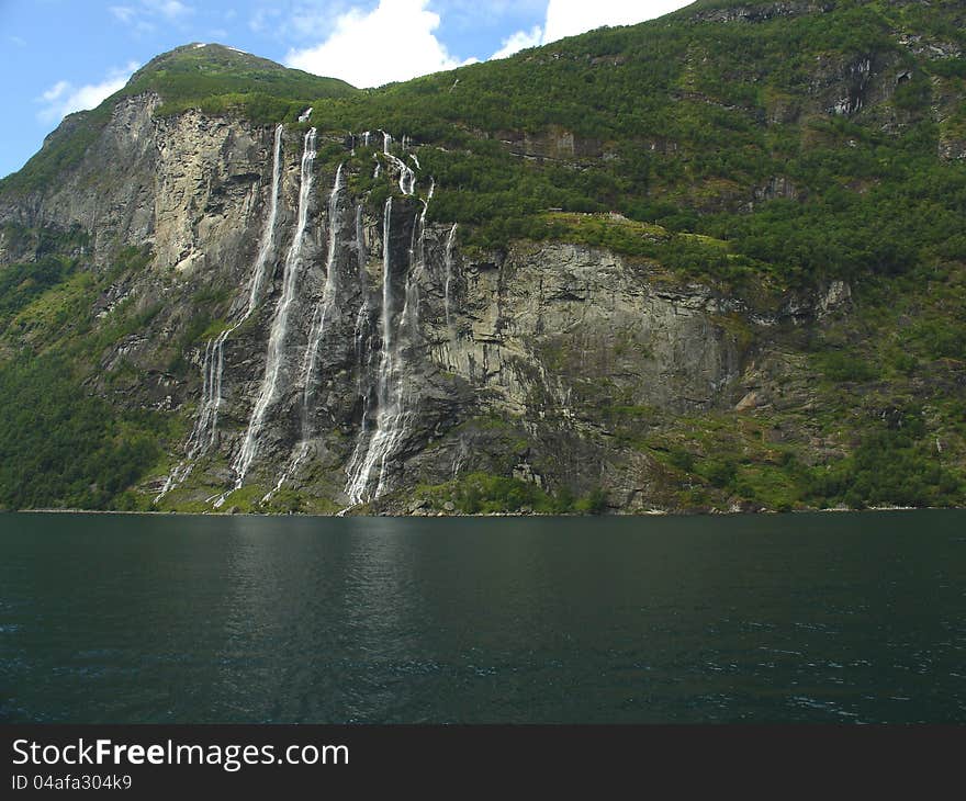 Falls of Geiranger fjord. West of Norway. Falls of Geiranger fjord. West of Norway.