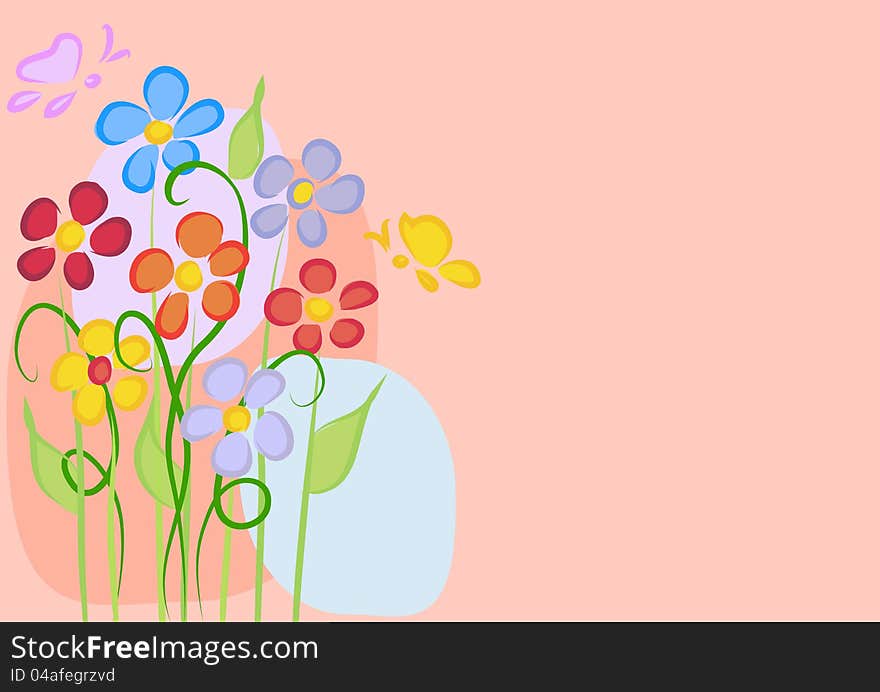 Greeting card with daisies on a pink background