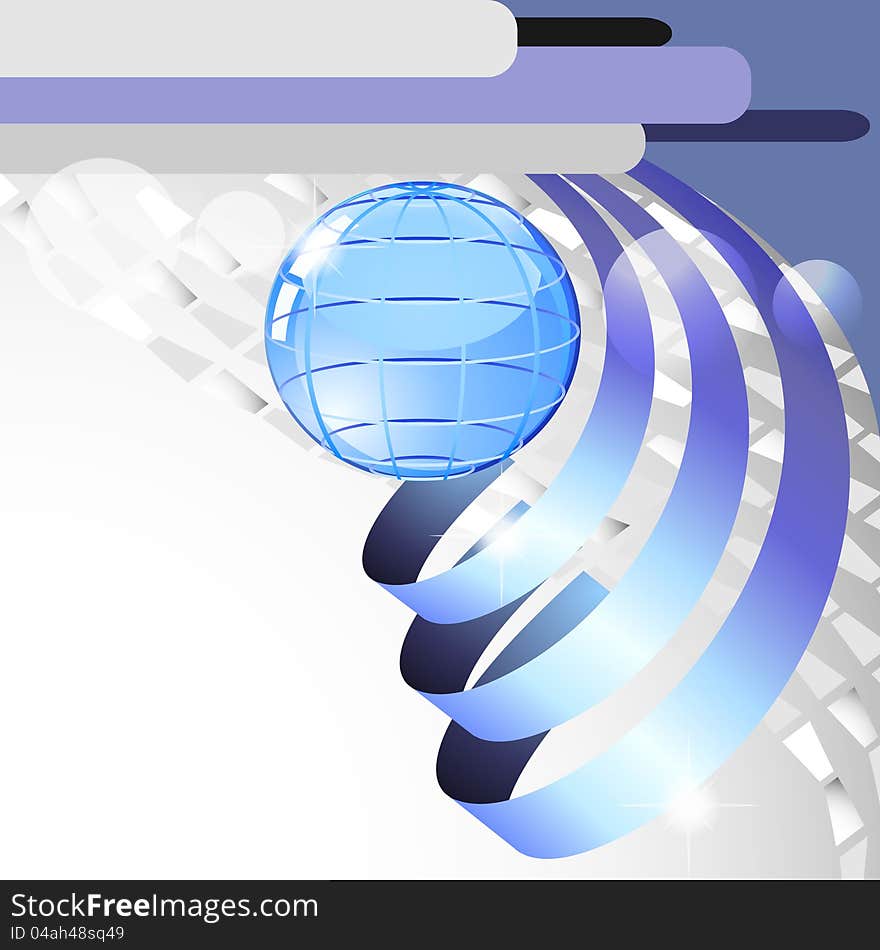 Gray and blue abstract background with globe. Gray and blue abstract background with globe