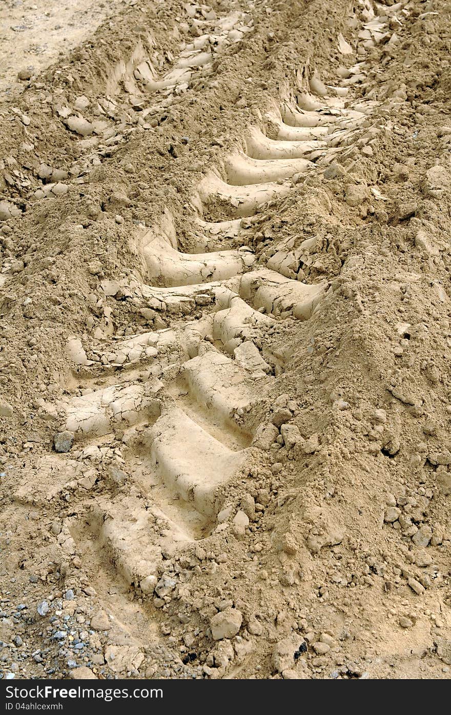 Tractor tracks in soft soil. Tractor tracks in soft soil