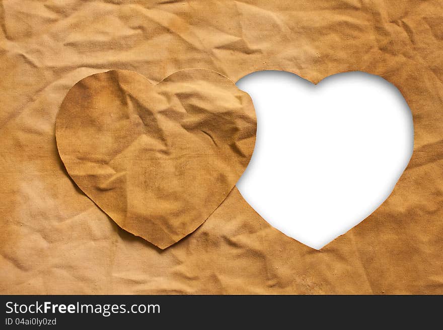 Heart-shaped cloth frame background