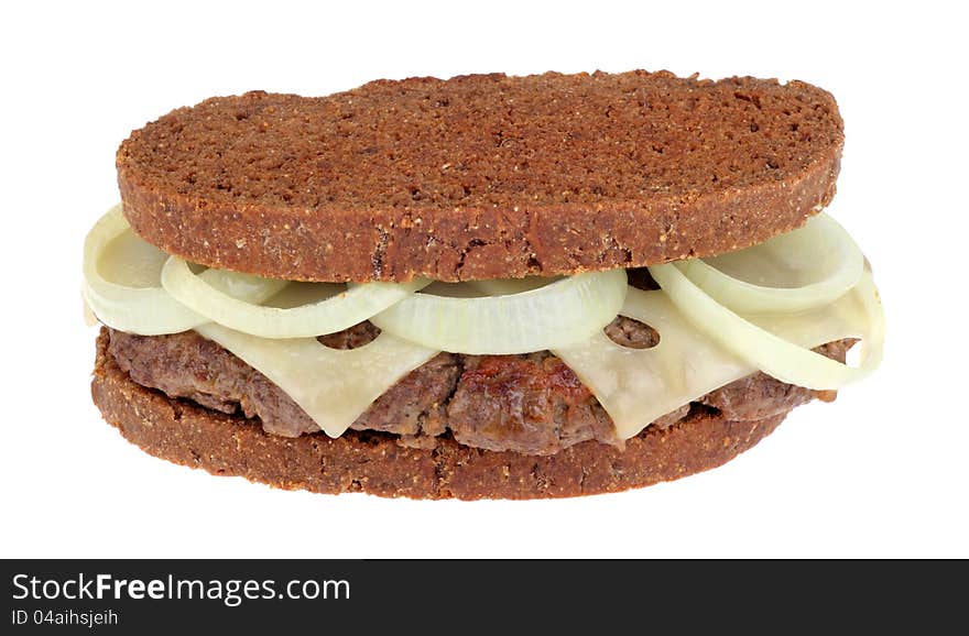 Patty melt sandwich isolated on a white background. Patty melt sandwich isolated on a white background