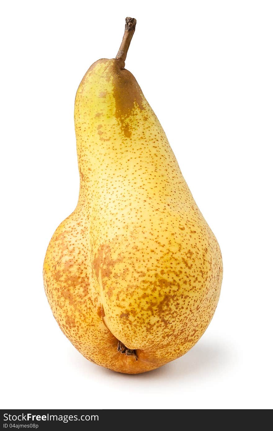 Single yellow pear against white background. Single yellow pear against white background