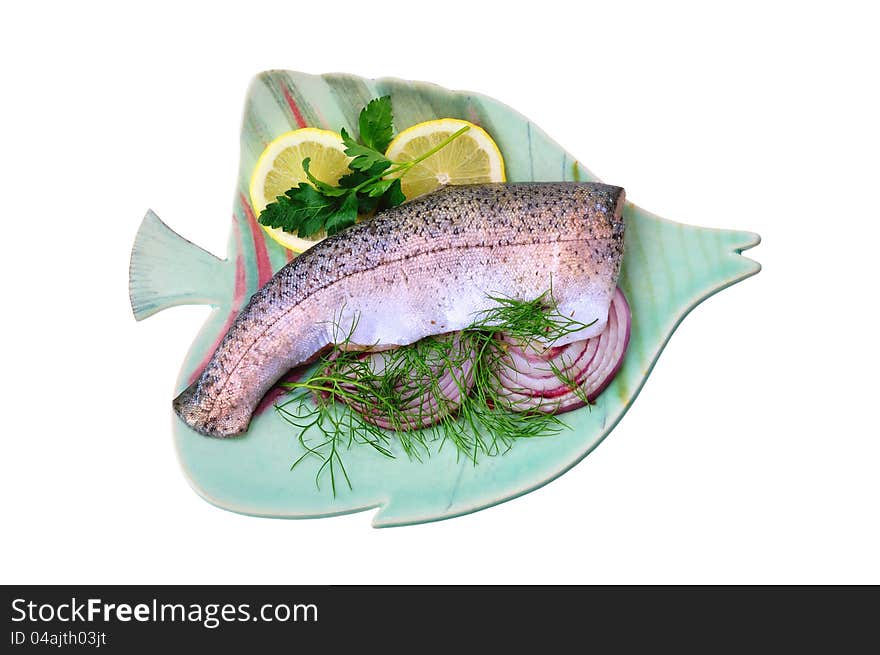 Fresh Rainbow trout with herbs and spices