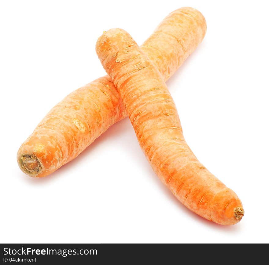 Carrot tubers on white background. Carrot tubers on white background