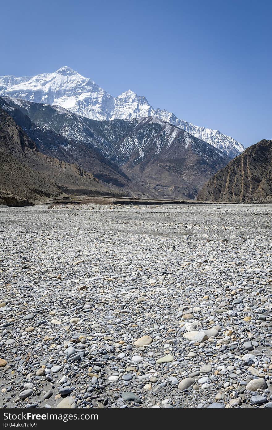 Empty river in Himalaya mountains