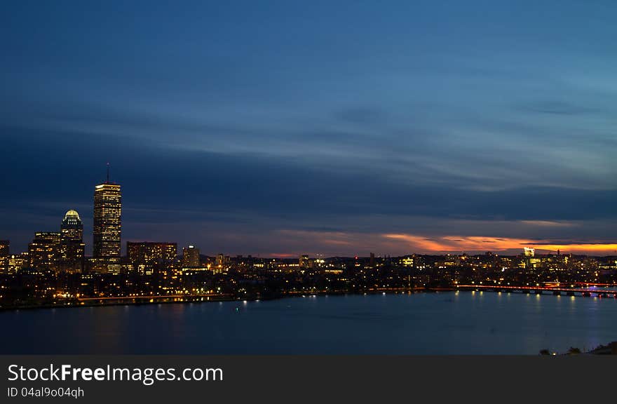 Sunset of Charles River, Boston