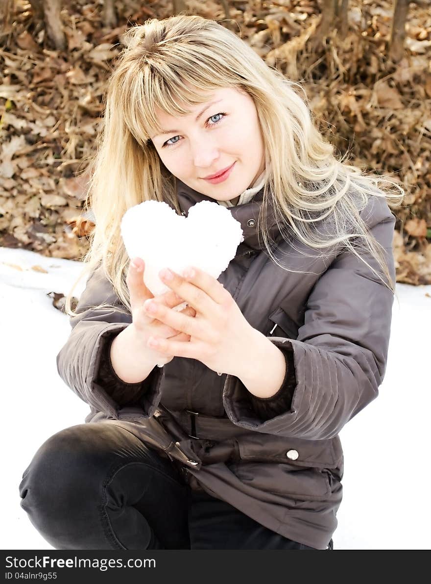 Girl holding  heart