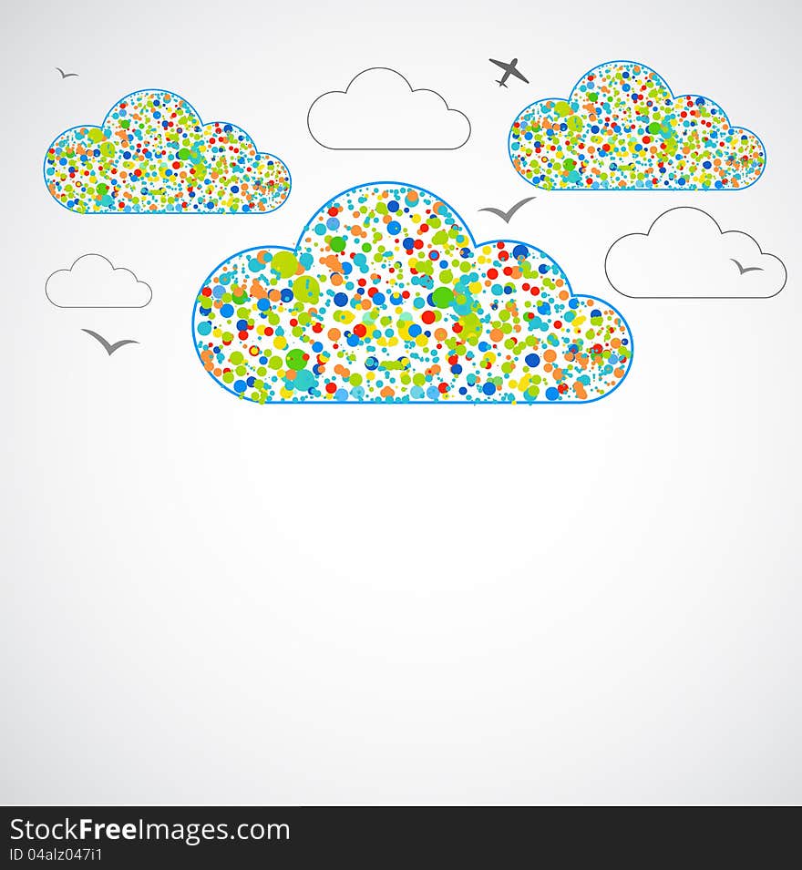 Funny abstract cloud in the coloured dot. Funny abstract cloud in the coloured dot.