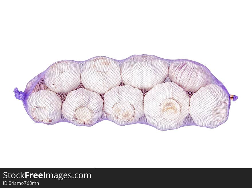 Packed bundle of garlic.