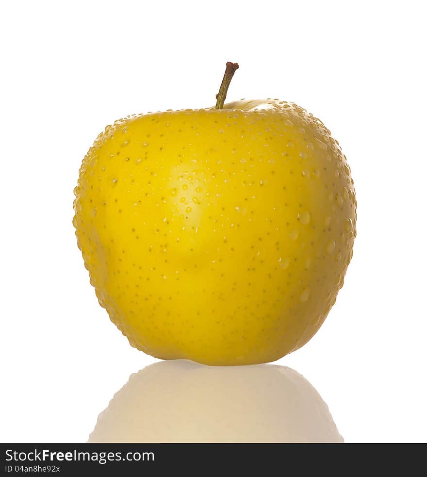 Yellow apple, isolated on white background