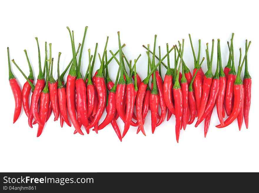 Red chili peppers on white background