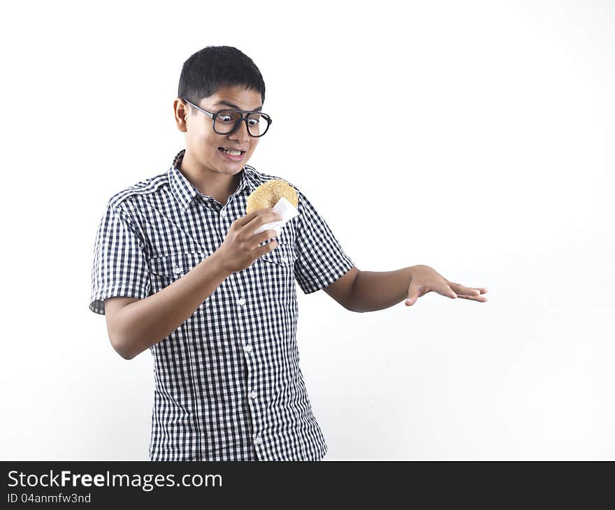 Indian Man Happy With His Pastry