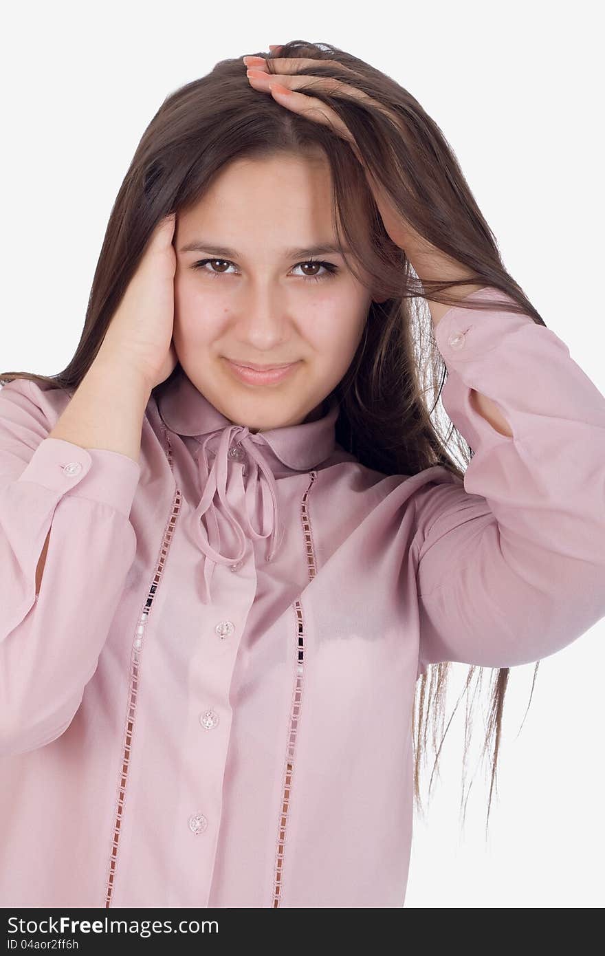 Teen girl posing isolated on white background