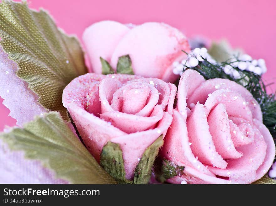 Tender pink rose artificial closeup