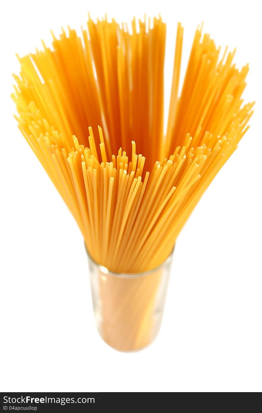 Spaghetti pasta on a white background